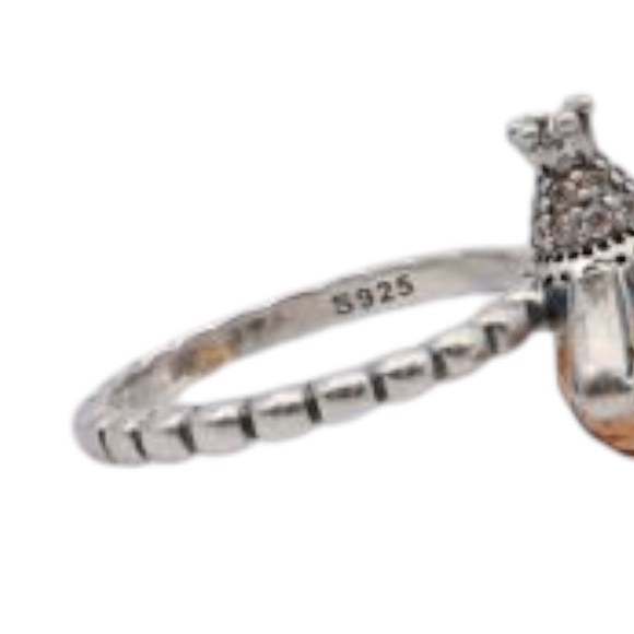 New! Gorgeous Brilliant Co. Solid 925 Sterling Silver Zirconia Queen Bee Ring - Picture 4 of 4